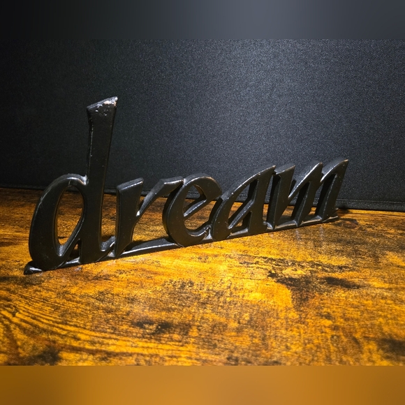 Cast Iron Dream Word Standing Sign Black Heavy Metal Tabletop Decor - Picture 2 of 9